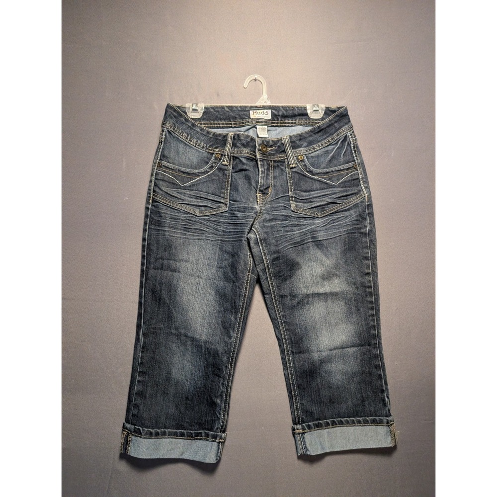Mudd Cropped Jeans Womens 13 Blue Denim Stretch Cuffed Hem Juniors 261275
